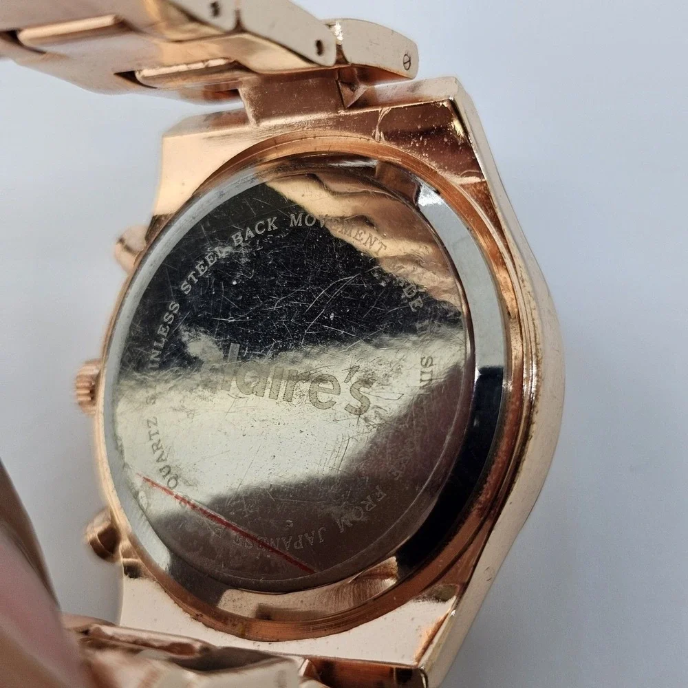 Claire's Women's Watch 38MM Gold‎ Tone Dial Band Crystal Bezel 7.5